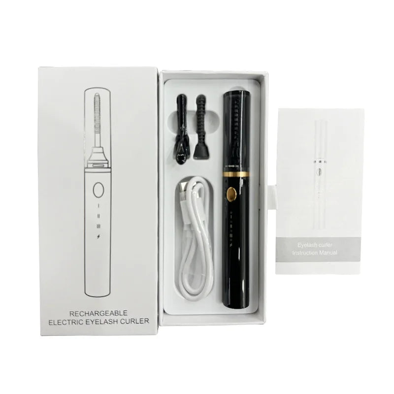 3-in-1 Heated Eyelash Curler - USB Rechargeable with 3 Brush Heads & Temp Settings
