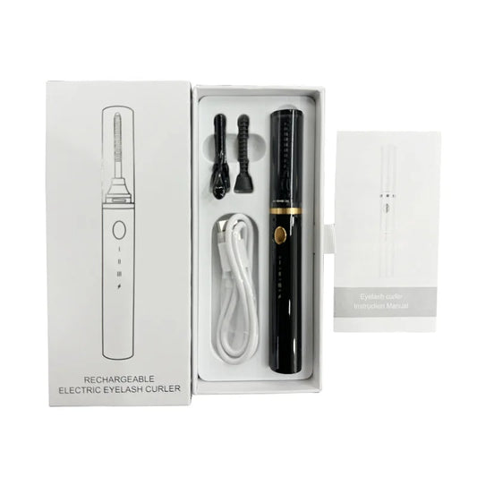 3-in-1 Heated Eyelash Curler - USB Rechargeable with 3 Brush Heads & Temp Settings