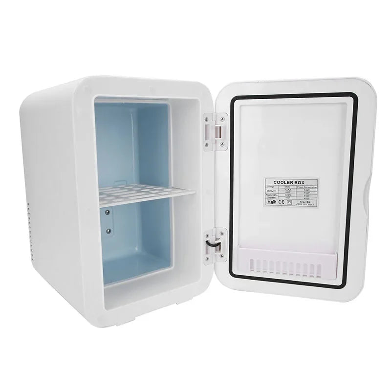 Mini Fridge Vanity Mirror - 2-in-1 Makeup Mirror with Built-In Cosmetic Cooler, LED Lights & Portable Design for Bedroom, Car