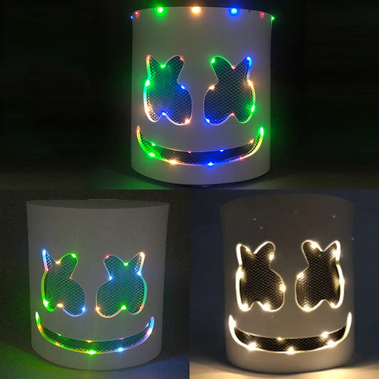 LED DJ Mask Headgear Lifelike Marshmello Mask Breathable Helmet Mask Carnival Festival Halloween Party Props Cosplay.Costume