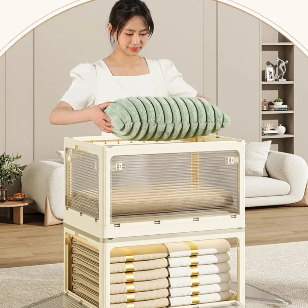 Foldable Storage Box with Clear Door - Spacious, Durable, and Easy-to-Assemble - Ideal for Organizing Clothes, Books, Toys