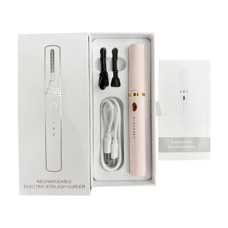 3-in-1 Heated Eyelash Curler - USB Rechargeable with 3 Brush Heads & Temp Settings