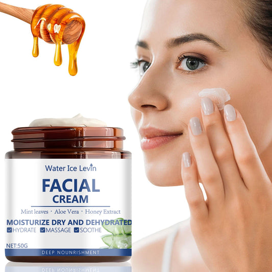 Face Cream, Natural Honey + Aloe Vera Double Extract Essence, Deep Hydration and Moisture Locking, Ice Cream Texture, Forming Moisturizing Cream