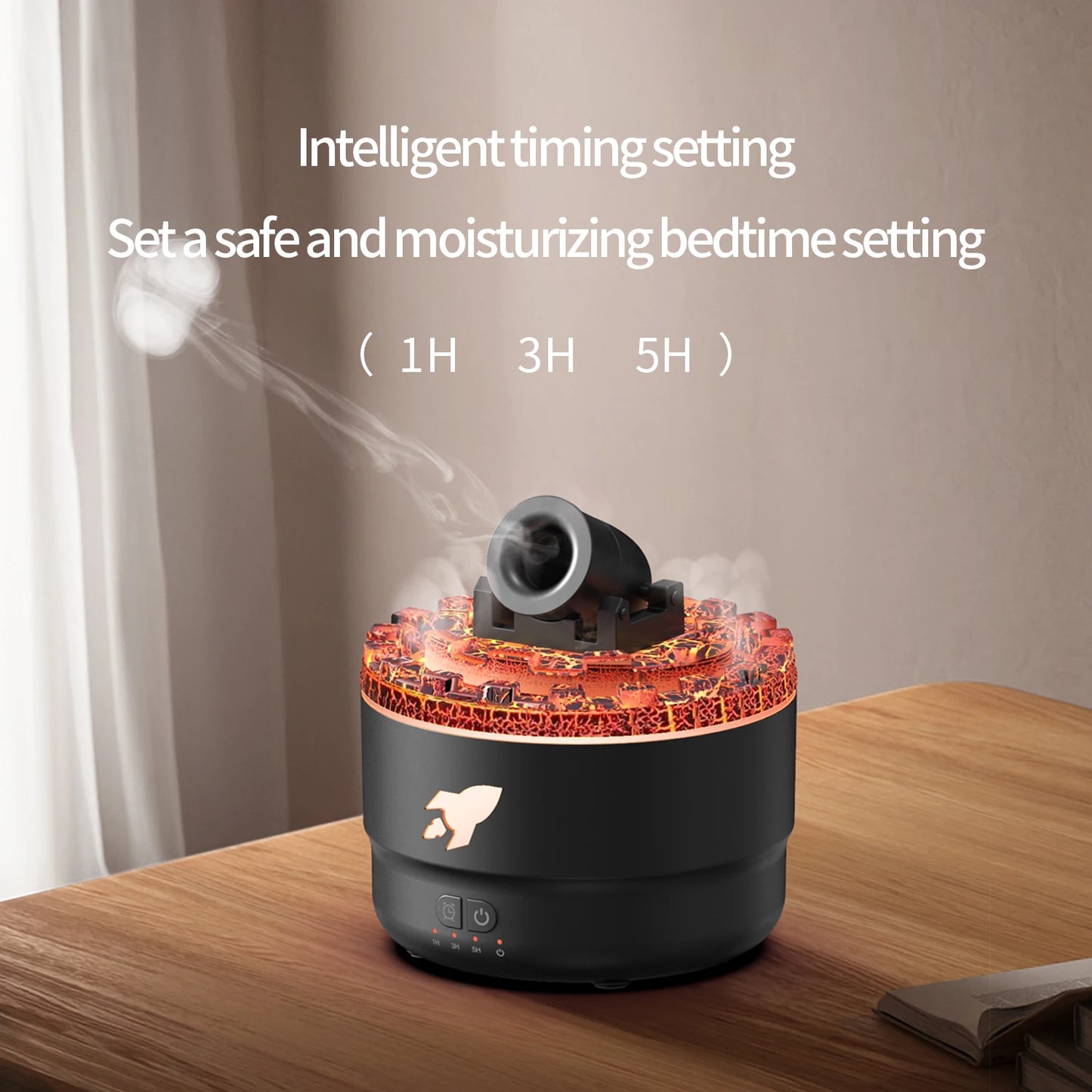 Mini Desktop Air Humidifier Creative Volcano Cannons Aroma Machine Home Desktop Silent Essential Oil Diffuser 3 Gear Timer