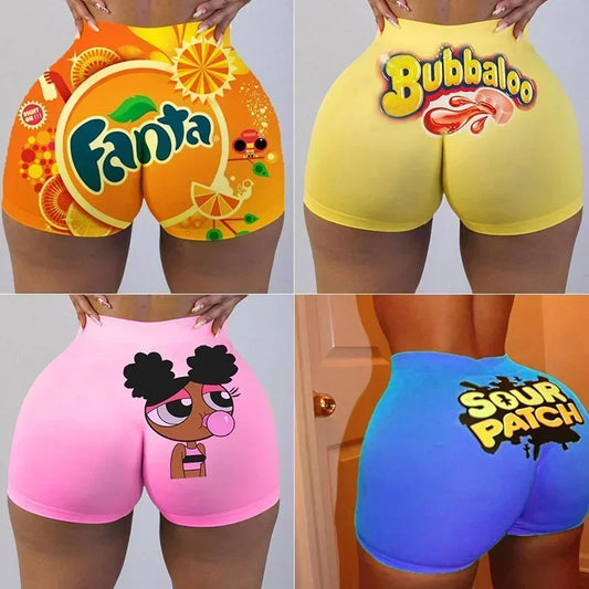 Sexy Women's Biker Shorts Fashion Clothes High Waist Sweat Pants Fitness Fanta Booty Yoga Shorts