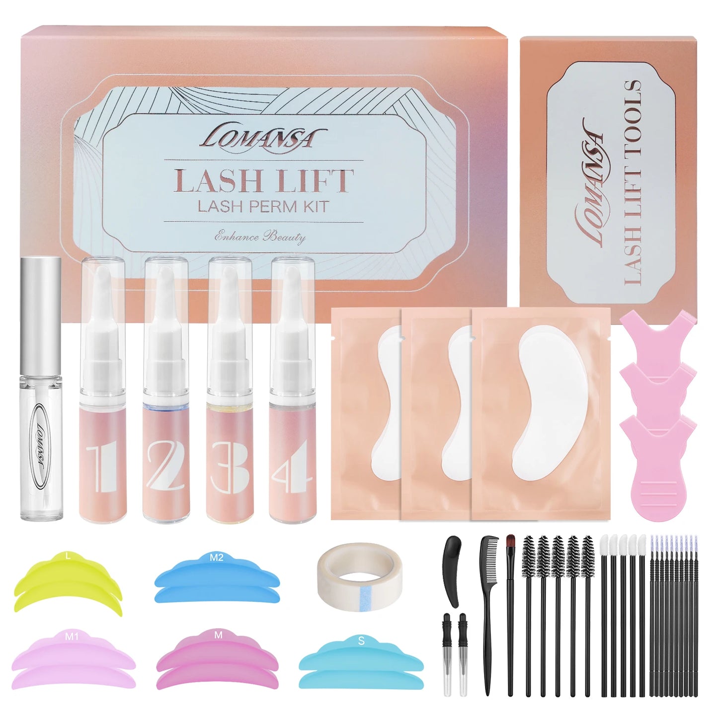 Lomansa 8-12 Mins Lash Lift Kit Eyebrow Lamination Kit Lifting Curling EyeLash Lift For HomeUse Brow Lamination Kit Makeup Tool