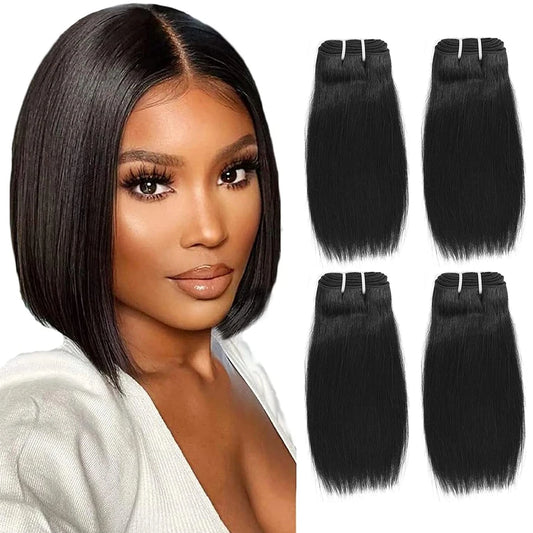 Short Hair Bundles 12A Brazilian Straight Virgin Human Hair Bundles Deal 100% Unprocessed Human Hair Extensions 100g/Pcs Natural