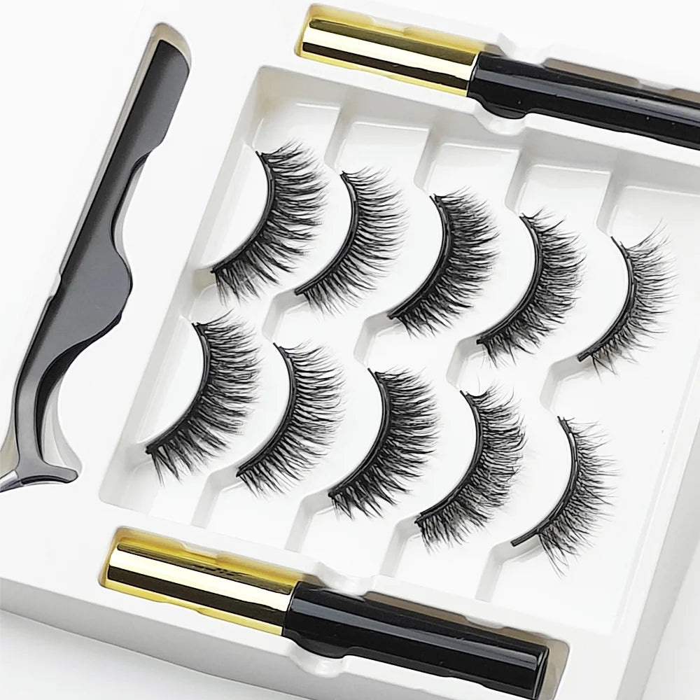 Magnetic Eyelashes With Eyeliner Kit, 5 Pairs Natural Looking Magnetic Lashes, Easy To Wear False Eyelash Set, No Glue Needed
