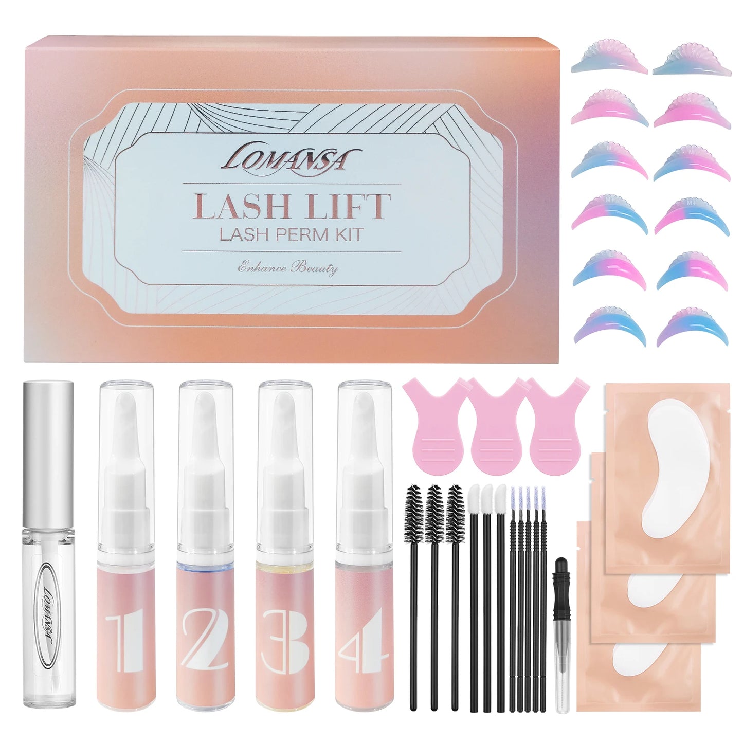Lomansa 8-12 Mins Lash Lift Kit Eyebrow Lamination Kit Lifting Curling EyeLash Lift For HomeUse Brow Lamination Kit Makeup Tool