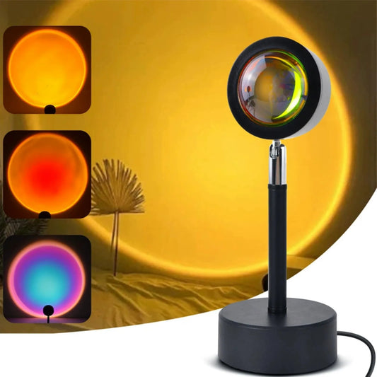 Sunset Lamp Projection with Rotation,Rainbow LED Light,Romantic Visual Night Light,USB Powered,Modern Floor Stand for Home Decor