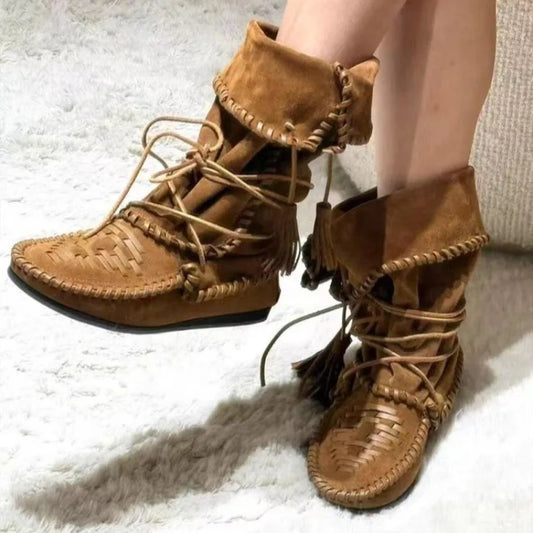 Woman Western Boots Ankle Suede Fashion Women Shoes Autumn 2025 Designer Trendy Goth Chelsea Botas Soft Round-toed Shoes Woman