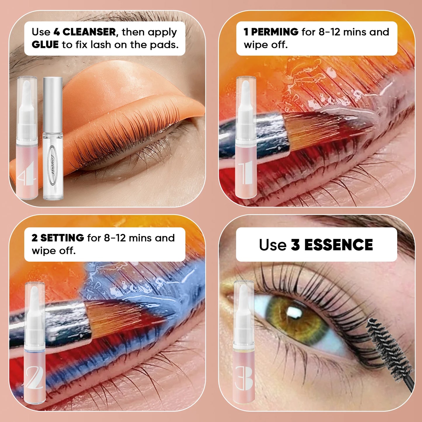 Lomansa 8-12 Mins Lash Lift Kit Eyebrow Lamination Kit Lifting Curling EyeLash Lift For HomeUse Brow Lamination Kit Makeup Tool