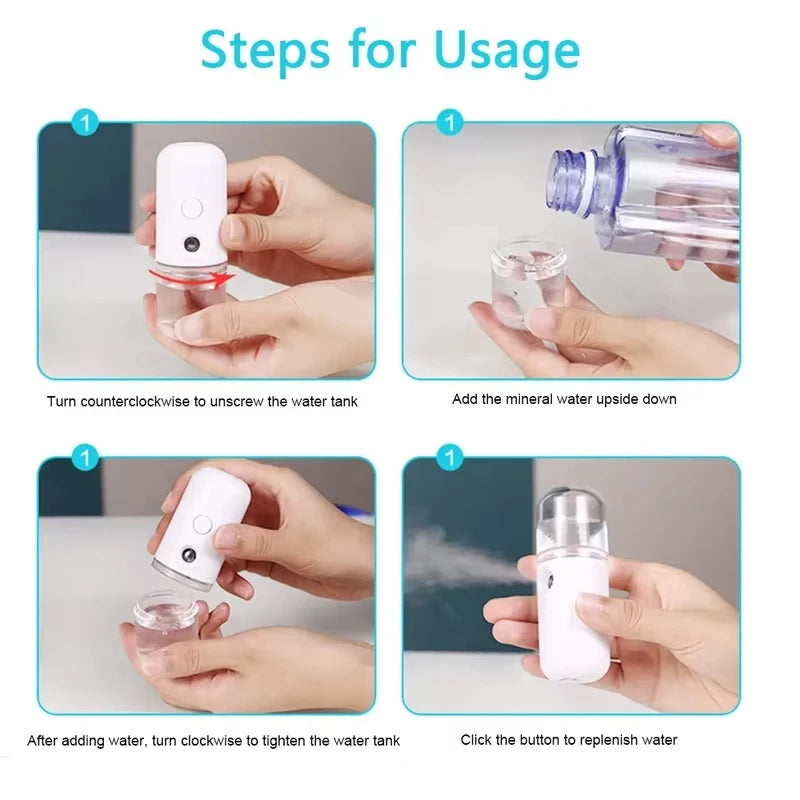 Mini Humidifier 30ml For Car Home Office Portable Rechargeable Small Wireless Personal Face Sprayer Cool Mist Maker Humidifier