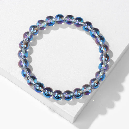 Moonstone Stone Beads Bracelet Natural Stone Crystals Bracelet Colorful Beaded Healing Trendy Jewelry Men Women Elastic Bangles