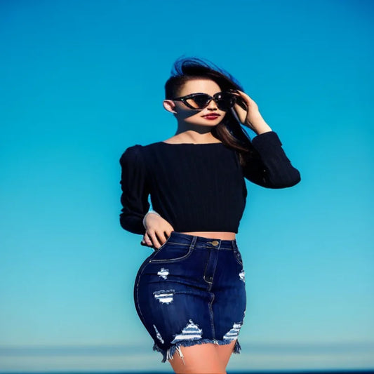 Women's Dark Blue Denim Skirt for Casual Summer Wear