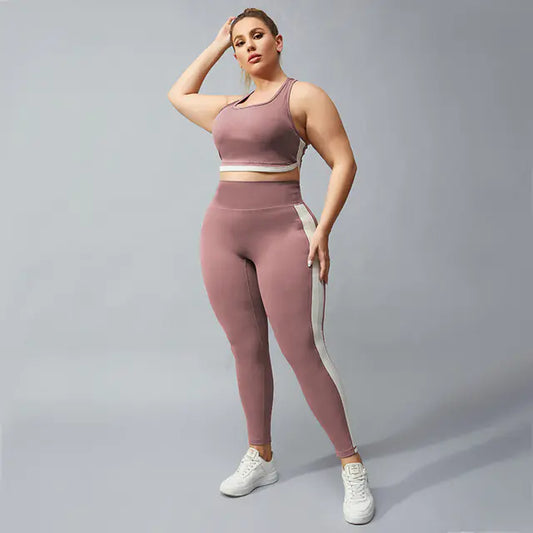 Plus Size Women's Quick Dry Yoga Set with Leggings & Bra